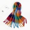 Colorful plaid scarf women's winter warm scarf mohair thickened long scarf - Image 8