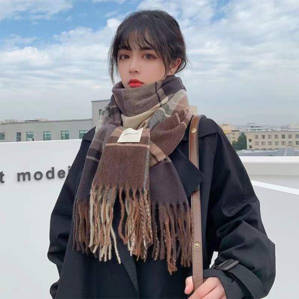 Scarf Female Autumn And Winter With a Hundred Plaid Thickened Student Couple Scarf Male Imitation Cashmere Warm Scarf - Image 6