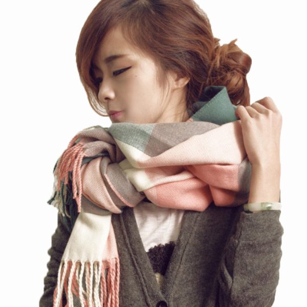 Scarf Winter Women's New Color Grid Imitation Cashmere Scarf Autumn Winter Thick Fashion Warm Versatile Scarf Shawl - Image 15