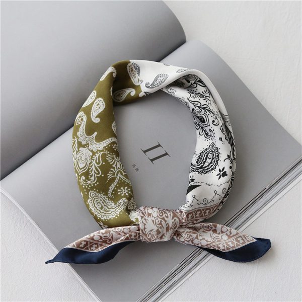 Retro cashew fruit versatile artistic small square scarf for women's decorative binding bag scarf - Image 2