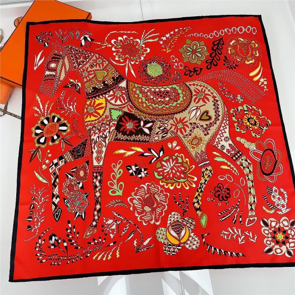 Colorful Junma Flower Women's Fashion Square Scarf Tourism Shawl Scarf - Image 4