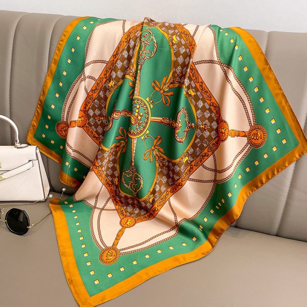 Fake headscarf temperament small square scarf shawl chain scarf - Image 5