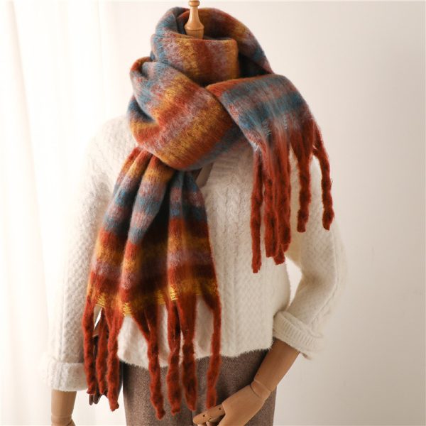 Thick beard striped scarf imitation cashmere winter new warm long tassel scarf for men and women scarf shawl - Image 10