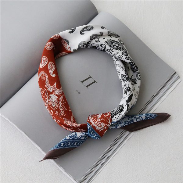 Retro cashew fruit versatile artistic small square scarf for women's decorative binding bag scarf - Image 12