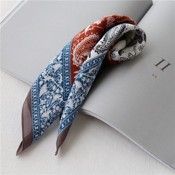 Retro cashew fruit versatile artistic small square scarf for women's decorative binding bag scarf - Image 11