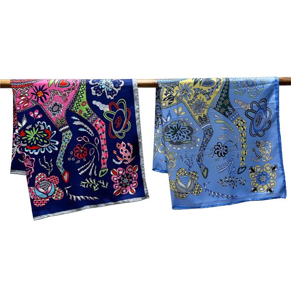 Colorful Junma Flower Women's Fashion Square Scarf Tourism Shawl Scarf - Image 5