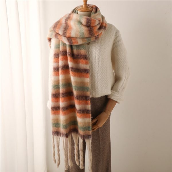 Thick beard striped scarf imitation cashmere winter new warm long tassel scarf for men and women scarf shawl - Image 9