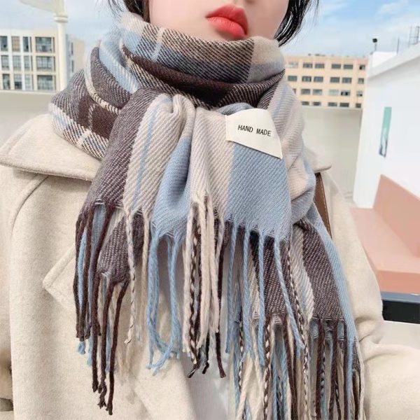 Scarf Female Autumn And Winter With a Hundred Plaid Thickened Student Couple Scarf Male Imitation Cashmere Warm Scarf - Image 7