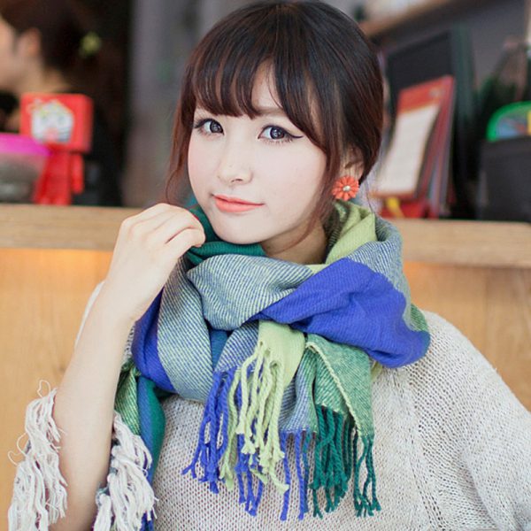 Scarf Winter Women's New Color Grid Imitation Cashmere Scarf Autumn Winter Thick Fashion Warm Versatile Scarf Shawl - Image 18