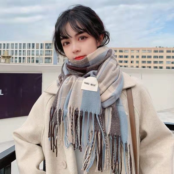 Scarf Female Autumn And Winter With a Hundred Plaid Thickened Student Couple Scarf Male Imitation Cashmere Warm Scarf - Image 3