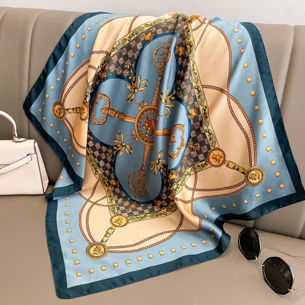 Fake headscarf temperament small square scarf shawl chain scarf - Image 3