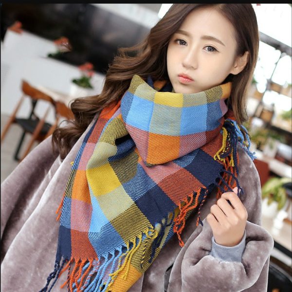 Scarf Winter Women's New Color Grid Imitation Cashmere Scarf Autumn Winter Thick Fashion Warm Versatile Scarf Shawl - Image 19